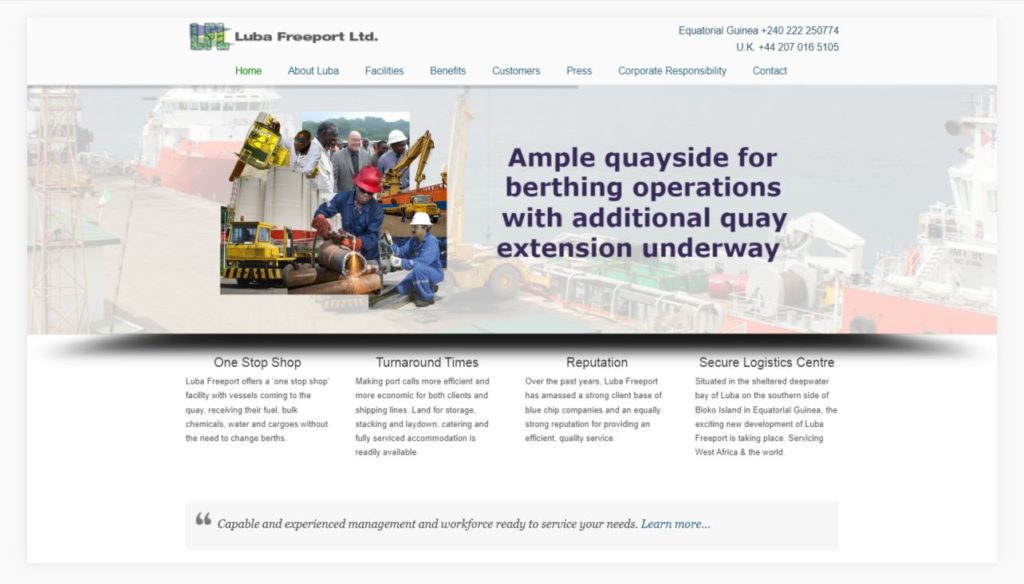 lubafreeport.com website Homepage by Donald Royer Design
