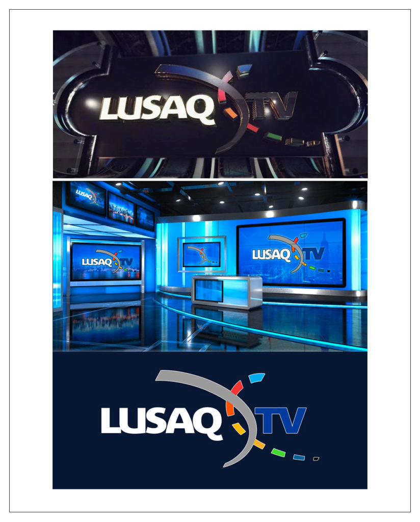 Lusaq TV showcase and logo by Donald Royer design